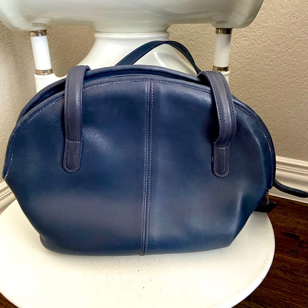 Vintage Coach Navy Asheville Dome Shoulder Bowler Bag